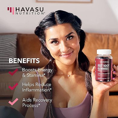 Havasu Nutrition Beet Root + CoQ10 Gummies with Pomegranate Extract — Nitric Oxide Booster.