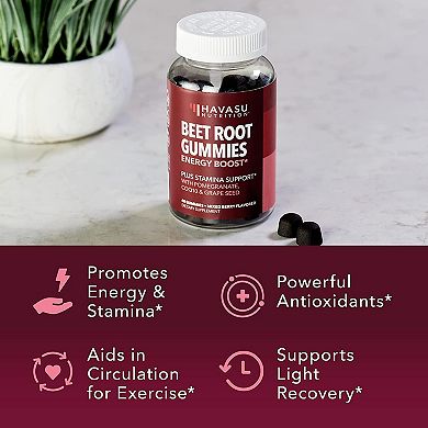 Havasu Nutrition Beet Root + CoQ10 Gummies with Pomegranate Extract — Nitric Oxide Booster.
