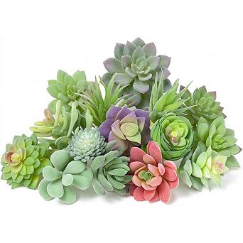 Artificial Succulents Mini Fake Plants, Plastic Flocked Craft Decor