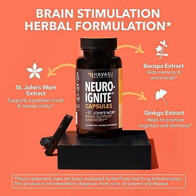 Havasu Nutrition NeuroIgnite Brain Support — Bacopa & Ginkgo — 2 Month.