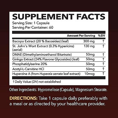 Havasu Nutrition NeuroIgnite Brain Support — Bacopa & Ginkgo — 2 Month.