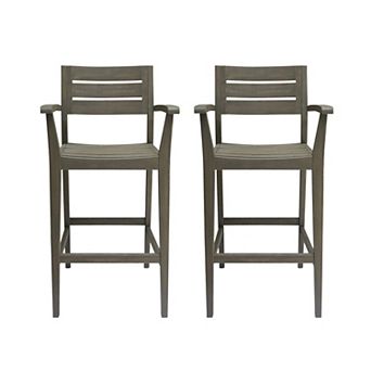 Stamford Outdoor Rustic Acacia Wood Barstool (Set of 2) by Christopher Knight Home