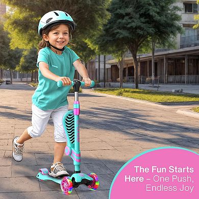 3 Wheel Scooter with Seat for Kids, Light-Up Wheels, Adjustable Handlebar, Ages 2+