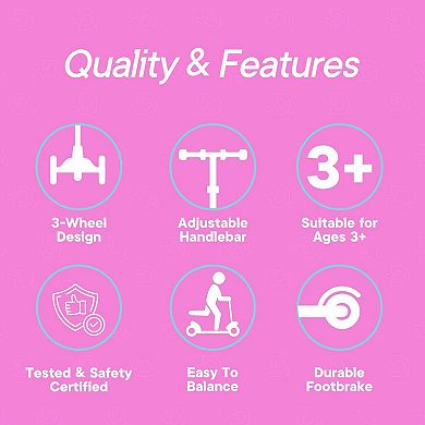 3 Wheel Scooter with Seat for Kids, Light-Up Wheels, Adjustable Handlebar, Ages 2+