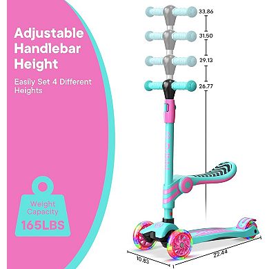 3 Wheel Scooter with Seat for Kids, Light-Up Wheels, Adjustable Handlebar, Ages 2+