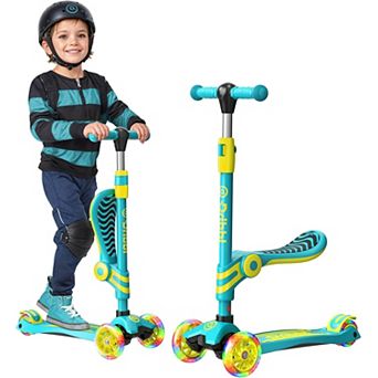 3 Wheel Scooter with Seat for Kids, Light-Up Wheels, Adjustable Handlebar, Ages 2+