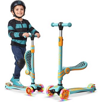 3 Wheel Scooter with Seat for Kids, Light-Up Wheels, Adjustable Handlebar, Ages 2+