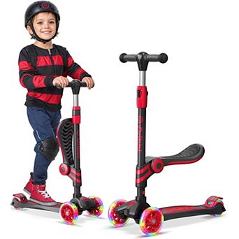 3 Wheel Scooter with Seat for Kids, Light-Up Wheels, Adjustable Handlebar, Ages 2+