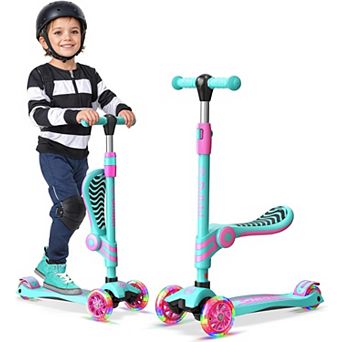 3 Wheel Scooter with Seat for Kids, Light-Up Wheels, Adjustable Handlebar, Ages 2+
