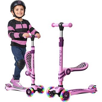 3 Wheel Scooter with Seat for Kids, Light-Up Wheels, Adjustable Handlebar, Ages 2+