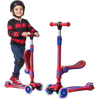 3 Wheel Scooter with Seat for Kids, Light-Up Wheels, Adjustable Handlebar, Ages 2+