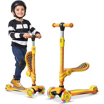 3 Wheel Scooter with Seat for Kids, Light-Up Wheels, Adjustable Handlebar, Ages 2+