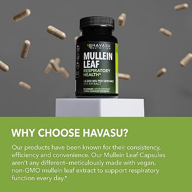 Havasu Nutrition Mullein Leaf Extract 5000mg - Vegan Lung & Respiratory Support, 3-Month Supply.