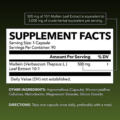 Havasu Nutrition Mullein Leaf Extract 5000mg - Vegan Lung & Respiratory Support, 3-Month Supply.