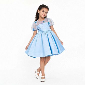 Celestial Butterfly Blue Sequin Tulle Birthday Dress for Girls