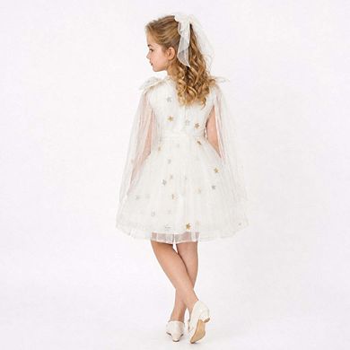 Stardust Embroidered White Tulle Flower Girl Dress