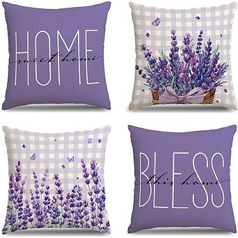 Spring Floral Throw Pillow Covers Set, Cotton Linen, Hidden Zipper