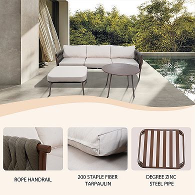 PATIOEASY 3-Piece All Weather Outdoor Patio Conversation Set Chaise Sectional Sofa