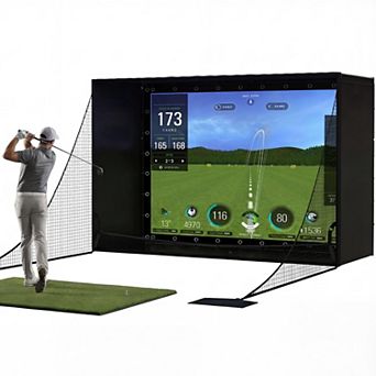 Complete 10x8ft Golf Simulator Enclosure with 4K Dual-Layer Impact Screen & Full Blackout Cage