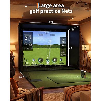 Complete 10x8ft Golf Simulator Enclosure with 4K Dual-Layer Impact Screen & Full Blackout Cage