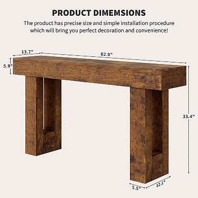 Farmhouse Console Table,Wood Entryway Table,Long Sofa Table Behind Couch,Rectangular Accent Table