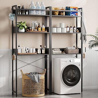 Over-the-Toilet Storage Organizer with 3-Tier Shelves, Space Saving Bathroom Rack with Hooks