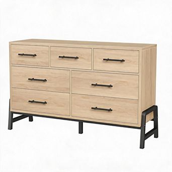 7 Drawer Dresser For Bedroom, Wooden Chests Of Drawers,Wide Dresser,Wood Dresser TV Stand