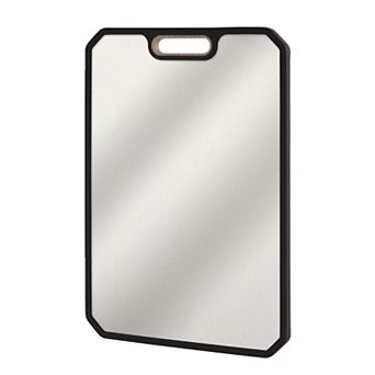 Stainless Steel Double Sided Cutting Board with Juice Grooves & Built-in Handles, 15x10 Inches