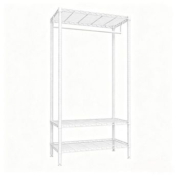 Heavy Duty Metal Clothes Rack 35"x18"x69" with Adjustable Shelves & Hanger Rod, Freestanding Garment