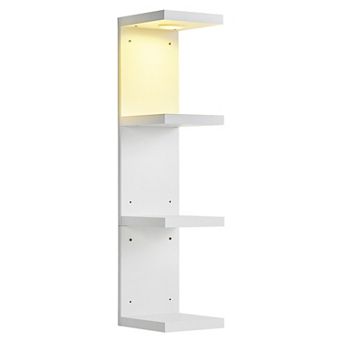 Modern LED Wall Shelf with Remote Control, Tiered Display Rack, Decorative Storage Rack, White