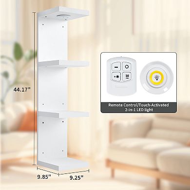 Modern LED Wall Shelf with Remote Control, Tiered Display Rack, Decorative Storage Rack, White