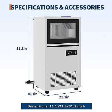 Ice Maker Machine,Dual Water Inlet Mode,Built-in/Freestanding/Under Counter Ice Maker,Self-Cleaning