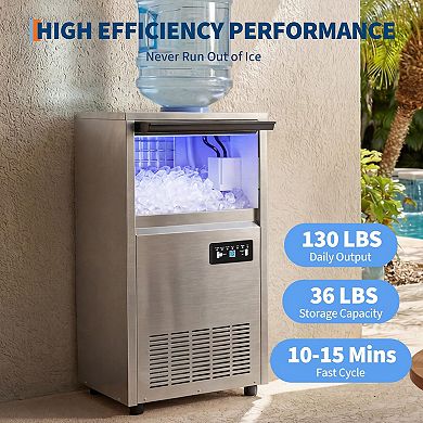 Ice Maker Machine,Dual Water Inlet Mode,Built-in/Freestanding/Under Counter Ice Maker,Self-Cleaning