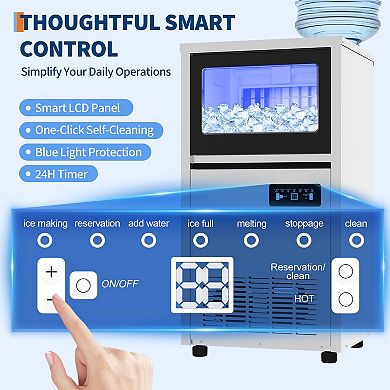Ice Maker Machine,Dual Water Inlet Mode,Built-in/Freestanding/Under Counter Ice Maker,Self-Cleaning