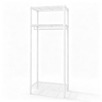 Freestanding Metal Garment Rack with Adjustable Shelves, Sturdy Wire Clothing Rack Closet Organizer