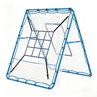 2-in-1 Baseball Pitching Rebounder Net 5x4FT, 9-Hole Strike Zone Trainer with Adjustable Angles