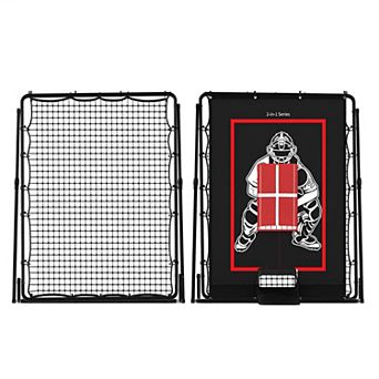 2-in-1 Baseball Pitching and Rebounder Net with Adjustable Angle Strike Zone for Hitting Practice