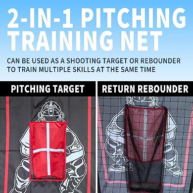 2-in-1 Baseball Pitching and Rebounder Net with Adjustable Angle Strike Zone for Hitting Practice