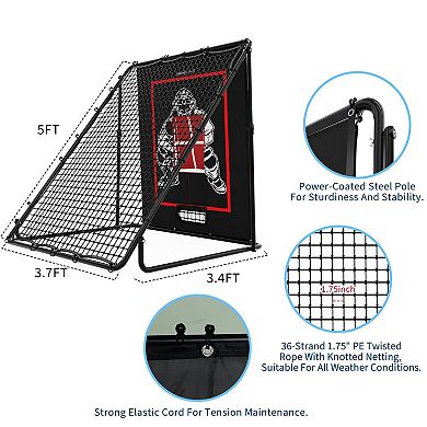 2-in-1 Baseball Pitching and Rebounder Net with Adjustable Angle Strike Zone for Hitting Practice