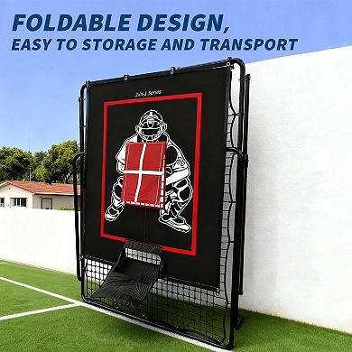 2-in-1 Baseball Pitching and Rebounder Net with Adjustable Angle Strike Zone for Hitting Practice