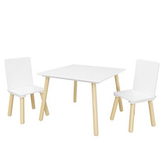 Merax 3 pc Wooden Kids Table & 2 Chairs Set Toddler Activity Play Table for Learning