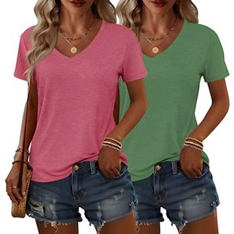 2 pc Women's V Neck T Shirts