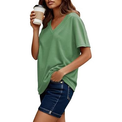 2 PCS Women's V Neck T Shirts