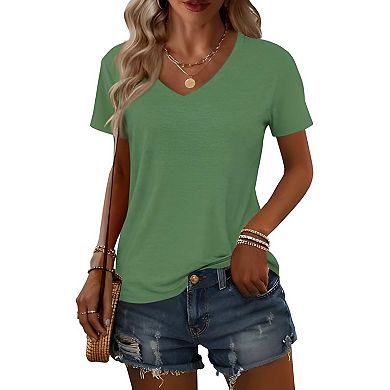 2 PCS Women's V Neck T Shirts