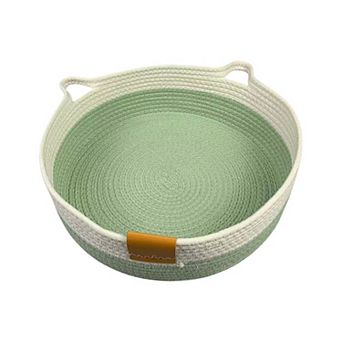 1 pc Woven Cat Bed, Diameter Foldable Basket Nest, Breathable Pet Lounge Bed