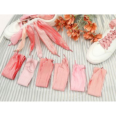 1 Pair Unisex Wrinkled Extra Wide Flat Shoelaces Ribbon for Sneakers 47.2"