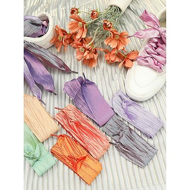 1 Pair Unisex Wrinkled Extra Wide Flat Shoelaces Ribbon for Sneakers 47.2"