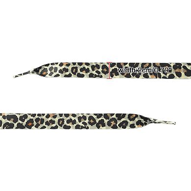 2 Pairs Leopard Print Ribbon Shoelaces Soft Flat Satin for Women 39.37"