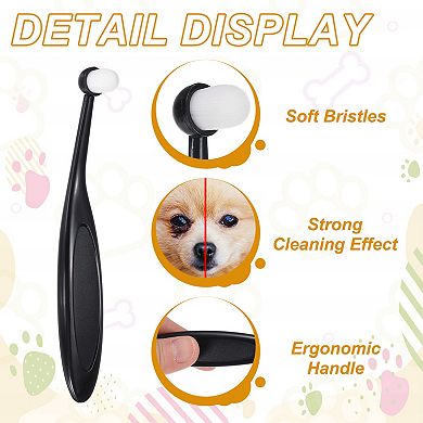 2Pcs Pet Eye Brush, Tapered Fiber Bristles Tear Stain Remover with Ergonomic Plastic Handle