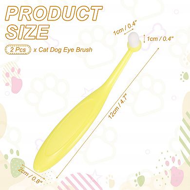 2Pcs Pet Eye Brush, Tapered Fiber Bristles Tear Stain Remover with Ergonomic Plastic Handle